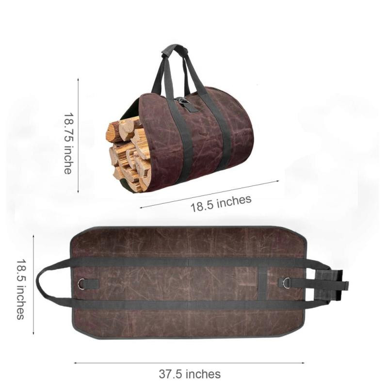 Nagyméretű vászon tűzifa fa hordtáska Log Camping Outdoor Camping Tartó Hordozható tárolótáska 95,2x47,0 cm Fa vászontáska