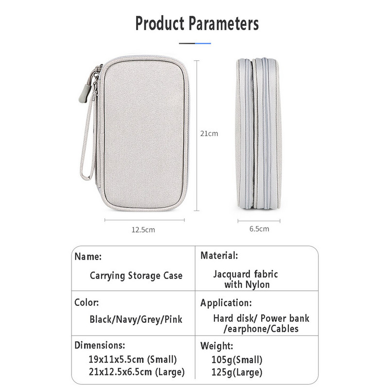 Hordozható hordtáska Tárolótáska Merevlemez tok HDD-hez Ház merevlemez tok telefon tápegységhez usb adatkábel fülhallgató