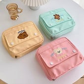 Kawaii Bear Pastel Úložná taška Roztomilé veľkokapacitné puzdro na ceruzky Úložné tašky na perá Vodotesné školské študentské kozmetické organizéry