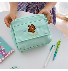 Kawaii Bear Pastel Úložná taška Roztomilé veľkokapacitné puzdro na ceruzky Úložné tašky na perá Vodotesné školské študentské kozmetické organizéry