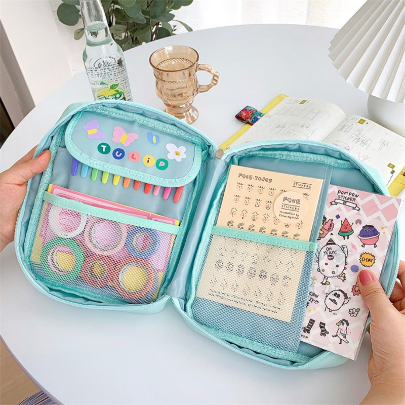 Kawaii Bear Pastel Úložná taška Roztomilé veľkokapacitné puzdro na ceruzky Úložné tašky na perá Vodotesné školské študentské kozmetické organizéry