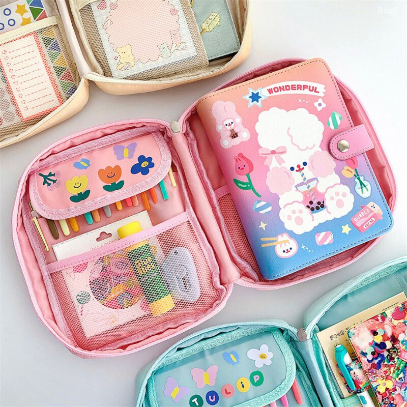 Kawaii Bear Pastel Úložná taška Roztomilé veľkokapacitné puzdro na ceruzky Úložné tašky na perá Vodotesné školské študentské kozmetické organizéry
