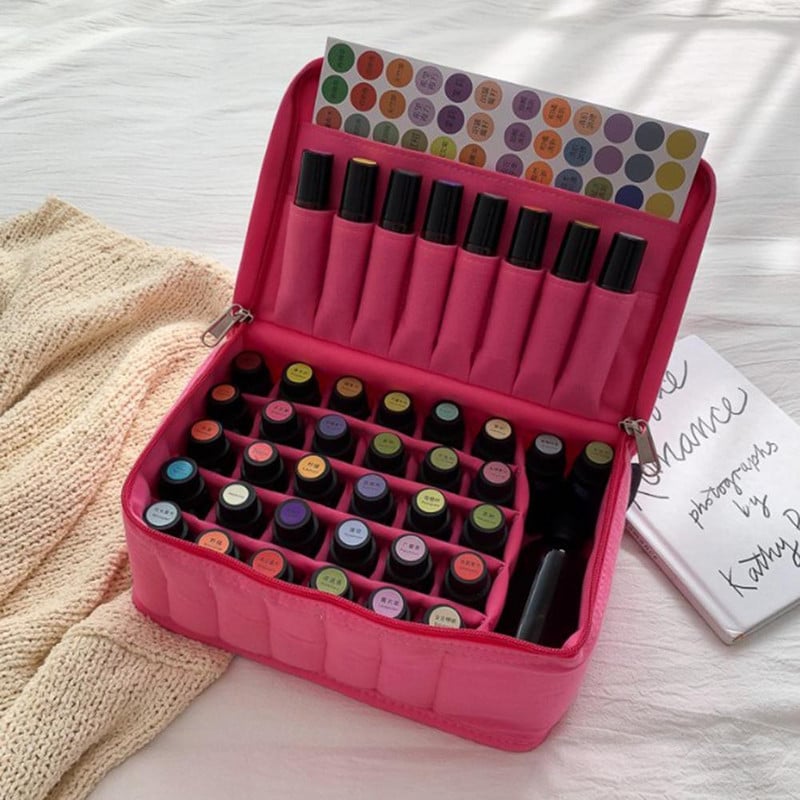 38 butelių eterinio aliejaus nešiojimo dėklas, didelės talpos smūgiams atsparus kelioninis nešiojamasis laikiklis nagų lako laikymo krepšys