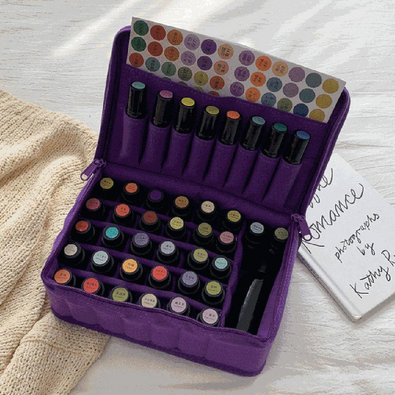 38 butelių eterinio aliejaus nešiojimo dėklas, didelės talpos smūgiams atsparus kelioninis nešiojamasis laikiklis nagų lako laikymo krepšys