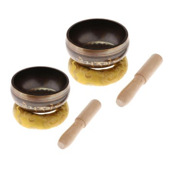 Chakra Tuned Brass Singing Bowls with Cushion and Singing Bowl Mallet Set για