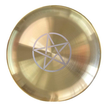 Astrology Star Print Candlestick Table Altar Plate Tile Divination Round Metal Storage Plate Candleholder Ritual Dropshipping