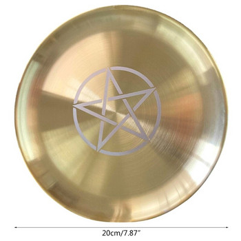 Astrology Star Print Candlestick Table Altar Plate Tile Divination Round Metal Storage Plate Candleholder Ritual Dropshipping