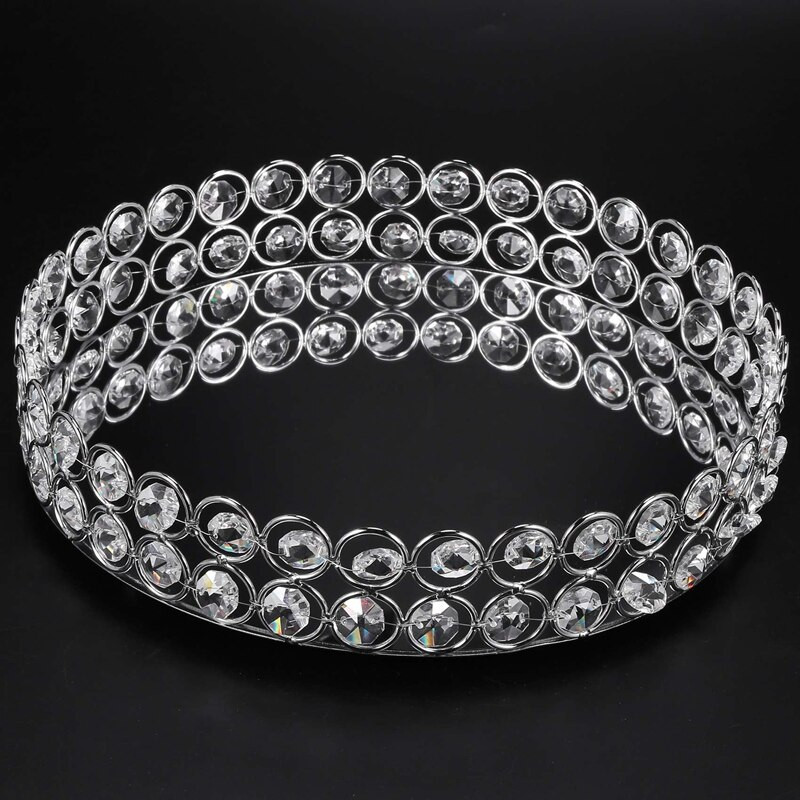 Hõbedase ümmarguse peegliga dekoratiivkosmeetika hoiukarbialus, pulmade kodukaunistamise riiul