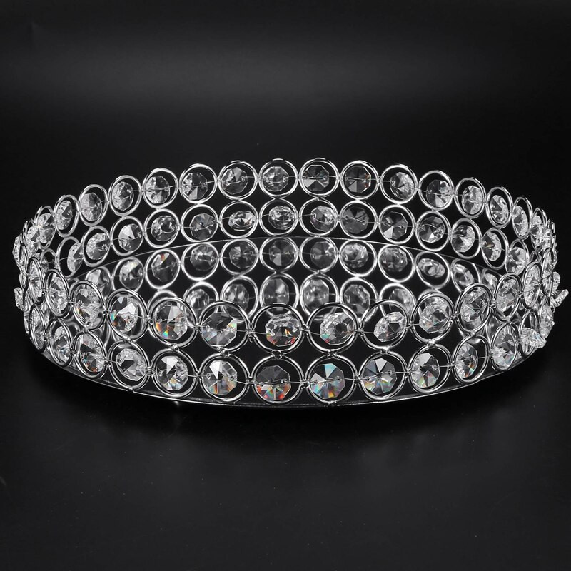 Hõbedase ümmarguse peegliga dekoratiivkosmeetika hoiukarbialus, pulmade kodukaunistamise riiul