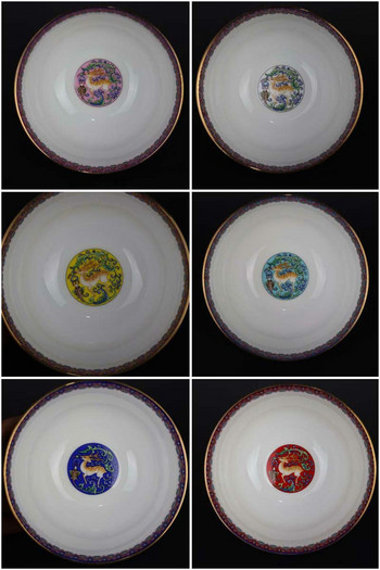 1 бр. 5 инча китайска фамилна роза порцеланова глазура купа с дизайн на цветя на елен жълто/бяло/розово/синьо/червено