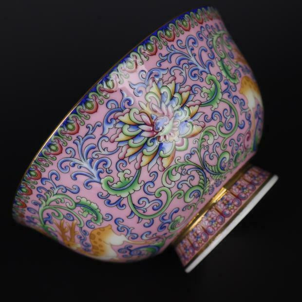 1 bucată 5 inch bol chinezesc Famille Rose porțelan glazurat cu flori de cerb, galben/alb/roz/albastru/roșu