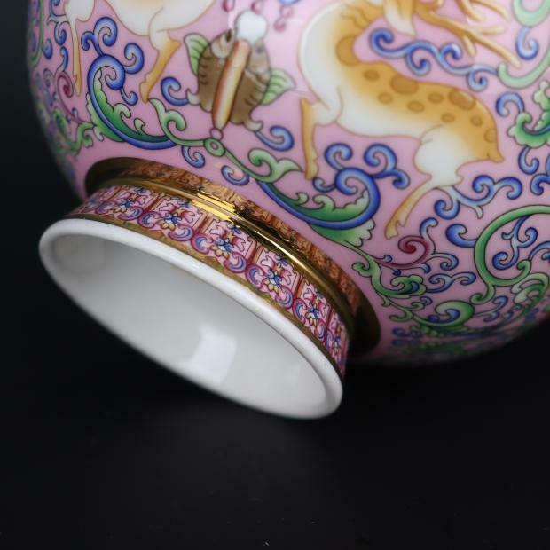 Čínska porcelánová miska Famille Rose, žltá, biela, ružová, modrá, červená, glazúra, s motívom jeleňovho kvetu, 4,5 palca, starožitná porcelánová miska
