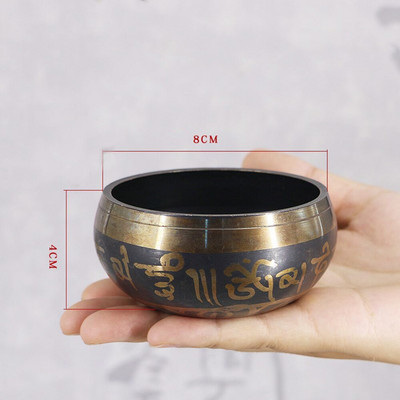 Rézből készült aranyozott jóga énekes tál buddhizmus tibeti csakra meditáció énekes tálak 8 cm