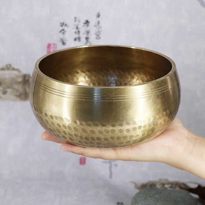 Rézből készült aranyozott jóga énekes tál buddhizmus tibeti csakra meditáció énekes tálak 8 cm