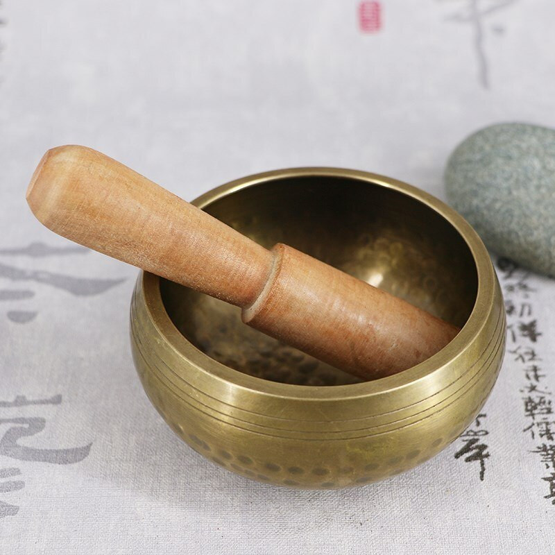 Rézből készült aranyozott jóga énekes tál buddhizmus tibeti csakra meditáció énekes tálak 8 cm