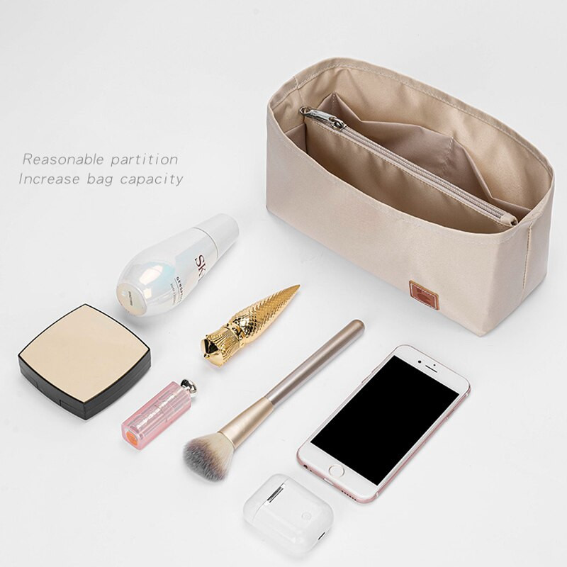 Se potrivește pentru Kelly 25 28 32 Organizator cu clapetă din pânză satinată pentru geantă de machiaj Organizator pentru genți de mână de călătorie Genți portabile pentru cosmetice
