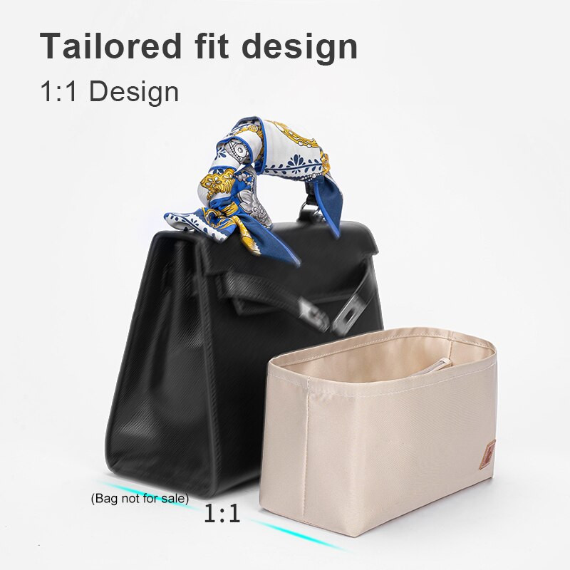 Se potrivește pentru Kelly 25 28 32 Organizator cu clapetă din pânză satinată pentru geantă de machiaj Organizator pentru genți de mână de călătorie Genți portabile pentru cosmetice