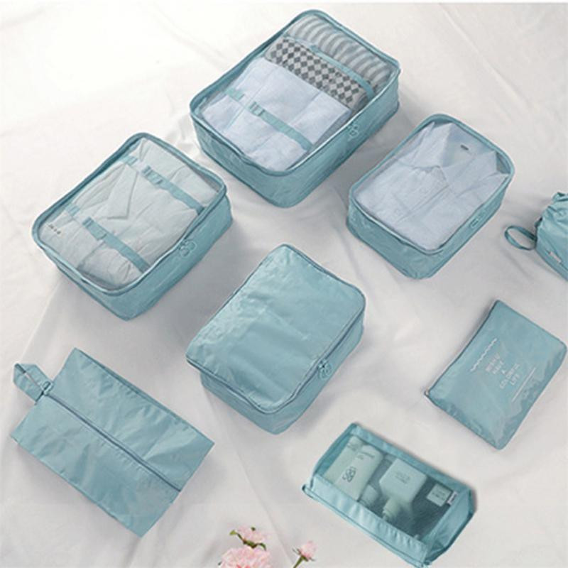 8/6 gab. Komplekts Ceļojumu organizators Uzglabāšanas somas Čemodānu iepakošanas komplekts Pārnēsājamas bagāžas kārtošanas somas apģērbam Apavi Kosmētika