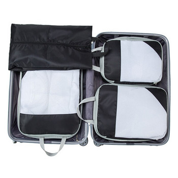 4 бр./компл. Преносим багаж Чанта за съхранение на багаж Куфар Органайзер Комплект разтегателни опаковъчни мрежести чанти за дрехи Бельо Обувки