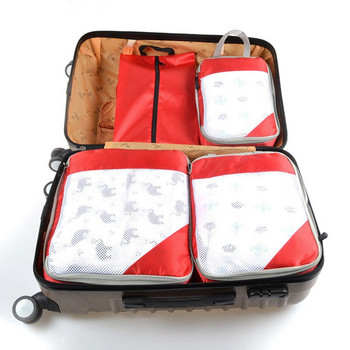 4 бр./компл. Преносим багаж Чанта за съхранение на багаж Куфар Органайзер Комплект разтегателни опаковъчни мрежести чанти за дрехи Бельо Обувки