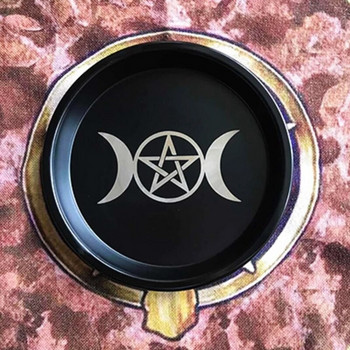 Astrology Moon Star Phase Candlestick Table Altar Plate Steel Candleholder Διακοσμητικός δίσκος αποθήκευσης Divination Wicca P15F