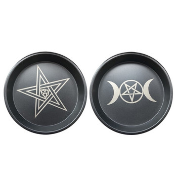 Astrology Moon Star Phase Candlestick Table Altar Plate Steel Candleholder Διακοσμητικός δίσκος αποθήκευσης Divination Wicca P15F