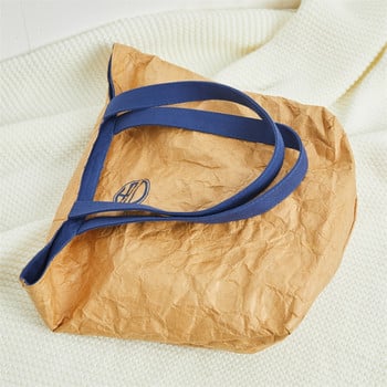 Eco DuPont Paper Tote Bag Single Shoulderbag Миеща се крафт хартия Двустранна платнена пазарска чанта TYVEK Водоустойчива мрежа