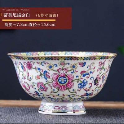 1 db 6 hüvelykes tésztatál kínai Jingdezhen Famille rózsa porcelán arany szélű kedvező dizájn tál dekoratív étkészlet