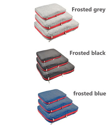 3PCS Комплект найлонови кубчета за компресиране при пътуване Двуслойни преносими торбички Водоустойчиви чанти за съхранение на дрехи, обувки, куфари