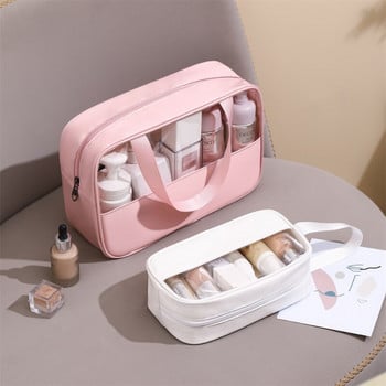 Многофункционална козметична чанта Makeup Storage Bag Полупрозрачен Органайзер за баня с голям капацитет Водоустойчива преносима чанта за съхранение при пътуване