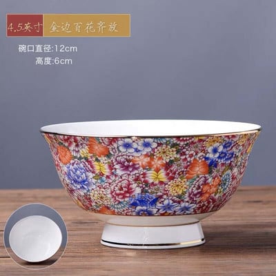 1 vnt. 4,5 colio maisto dubuo kiniškas Jingdezhen Famille Rose porcelianinis aukso briaunos palankaus dizaino dubuo dekoratyvinis stalo reikmenys