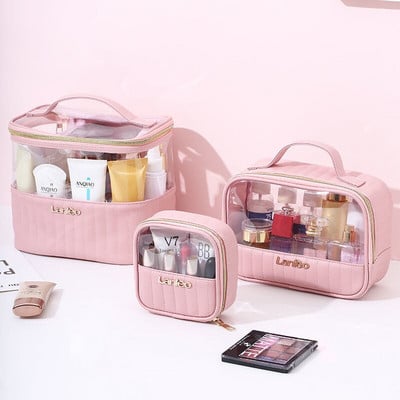 Γυναικεία Ταξιδιωτική Αποθήκευση Toiletry Organizer Αδιάβροχο PVC Καλλυντικό Φορητό Διαφανές MakeUp Γυναικεία τσάντα πλυσίματος