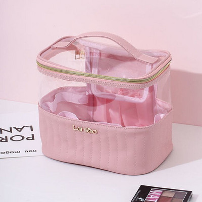 Dámska cestovná úložná toaletná taška, vodotesná PVC kozmetická prenosná priehľadná make-up taška