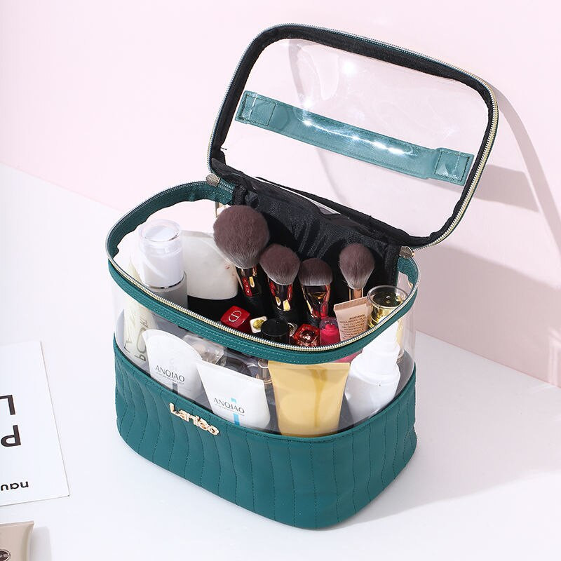 Dámska cestovná úložná toaletná taška, vodotesná PVC kozmetická prenosná priehľadná make-up taška