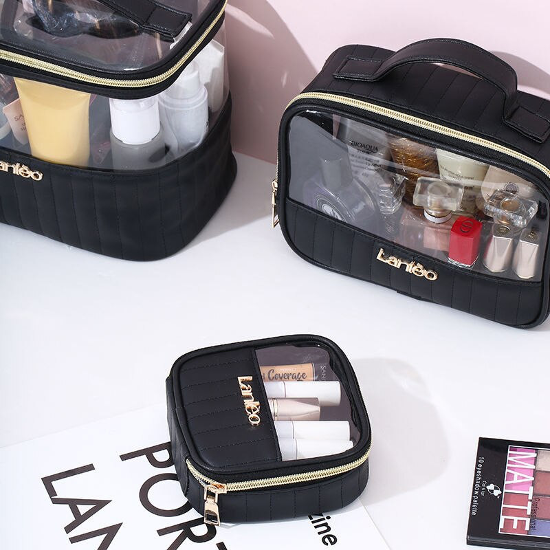 Dámska cestovná úložná toaletná taška, vodotesná PVC kozmetická prenosná priehľadná make-up taška