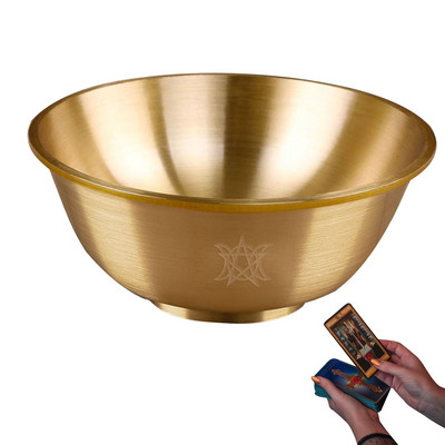Medená misa Trojitý mesačný pentagram Obetná misa Trojitý mesačný pentagram Medené misky Dekoratívna tibetská budhistická misa na jogu