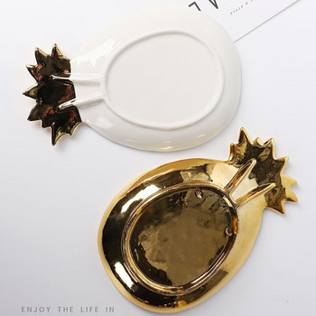 Δημιουργικό κεραμικό πιάτο Nordic μοντέρνο πιάτο ανανά χρυσό στολίδια δίσκου ανανά Διακόσμηση επιφάνειας εργασίας για πιάτο αποθήκευσης