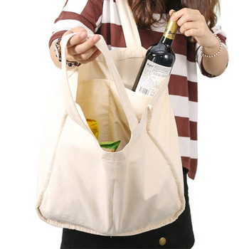 Φορητή πάνινη τσάντα αγορών Πτυσσόμενη επαναχρησιμοποιούμενη τσάντα παντοπωλείου Τσάντες αποθήκευσης φρούτων λαχανικών για γυναίκες σούπερ μάρκετ Βαμβακερή τσάντα ώμου