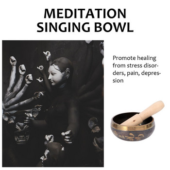 Купа пееща медитация Тибетски комплект Купи Камбана Големи китайски подаръци Кристал Стоящ тибетска мед
