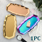 2db lakberendezési dekorációs tálca Hullámos dizájn ékszertányér vastagított desszert tartós sima felületű gyümölcs rozsdamentes acél tálalás