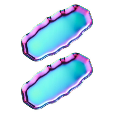 2db lakberendezési dekorációs tálca Hullámos dizájn ékszertányér vastagított desszert tartós sima felületű gyümölcs rozsdamentes acél tálalás