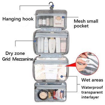 Мъжка чанта за съхранение на пране Водоустойчива чанта за съхранение на тоалетни принадлежности с голям капацитет Сгъваема дамска козметична чанта за пътуване Организатор