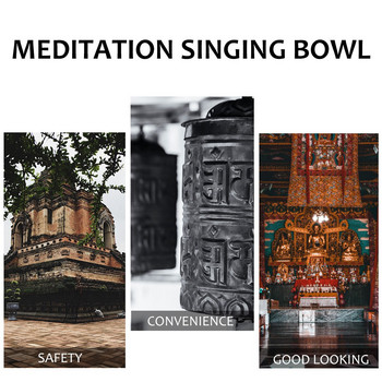 Купа пееща медитация Тибетски комплект Купи Камбана Големи китайски подаръци Кристал Стоящ тибетска мед