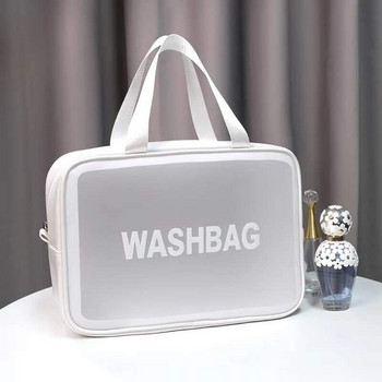 Голяма чанта за гримове Преносима пътна чанта за пране Прозрачна водоустойчива кутия за съхранение на грижа за кожата Голям органайзер за козметика