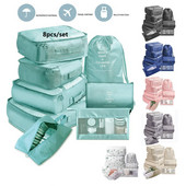 8PCS Чанта за органайзер за пътуване с голям капацитет Чанти за съхранение на багаж за опаковане на кубчета Дрехи Бельо Торбичка за козметични тоалетни принадлежности