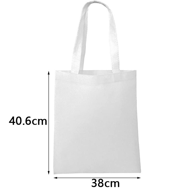 10 buc/lot geantă de sublimare goală, bricolaj, genți de umăr din material nețesut alb, geantă de mână simplă, rucsac portabil în aer liber