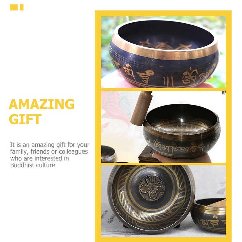 1 set za meditaciju, tibetanska bakrena zdjela za pjevanje, meditacija, joga zdjela, zvučna zdjela za kućnu meditaciju