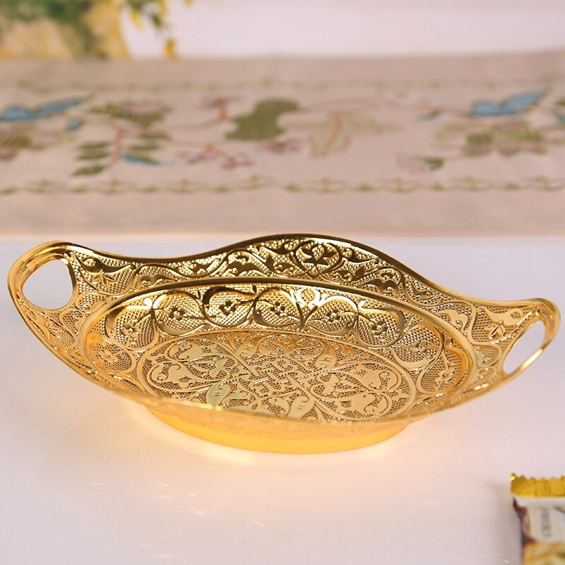 Okrúhla reliéfna kovová misa 12,5 cm, zlatý turecký cukrík, ovocný košík, luxusná dekoratívna doska, stredový prvok, dekorácia stola, zliatina zinku
