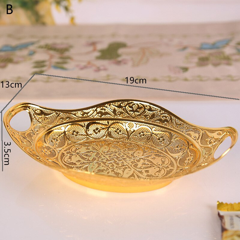 Okrúhla reliéfna kovová misa 12,5 cm, zlatý turecký cukrík, ovocný košík, luxusná dekoratívna doska, stredový prvok, dekorácia stola, zliatina zinku
