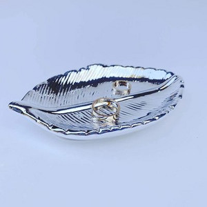 Kerámia levelek tányér falevél ékszer desszert arany/ezüst tárolótálca Kerámia ékszer csecsebecsés edény